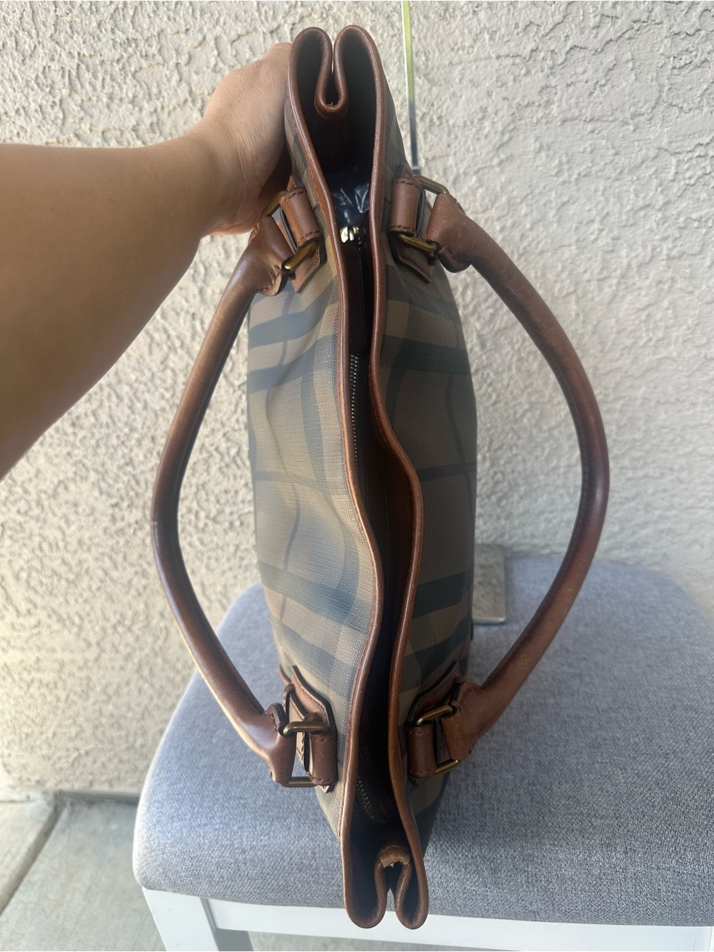 BURBERRY Plaid Leather hand bag - Picture 3 of 14